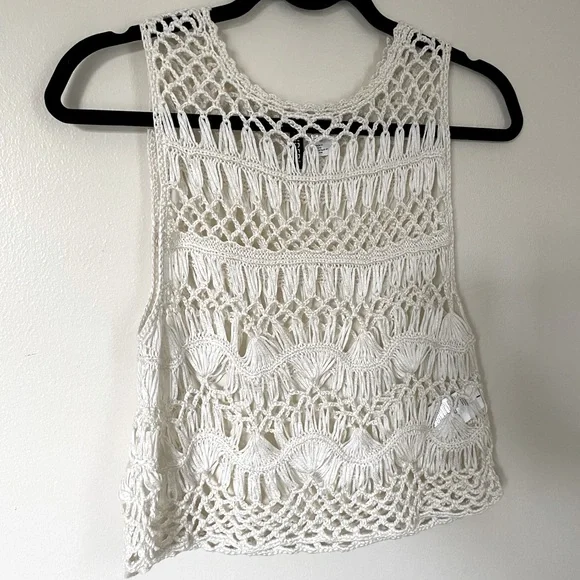 Divided H&M | White Crochet Crop Tank | Size Small - Picture 2 of 12
